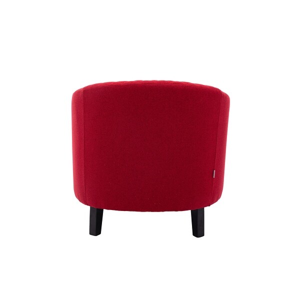 Modern Accent Barrel Chair with Nailheads， Wood Legs and Chrome Nailhead Trim， Living Room Chair with Curved Edges， Red