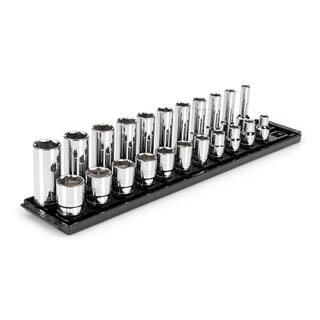 TEKTON 12 in. Drive 6-Point Socket Set with Rails (38 in.-1 in.) (22-Piece) SHD92209