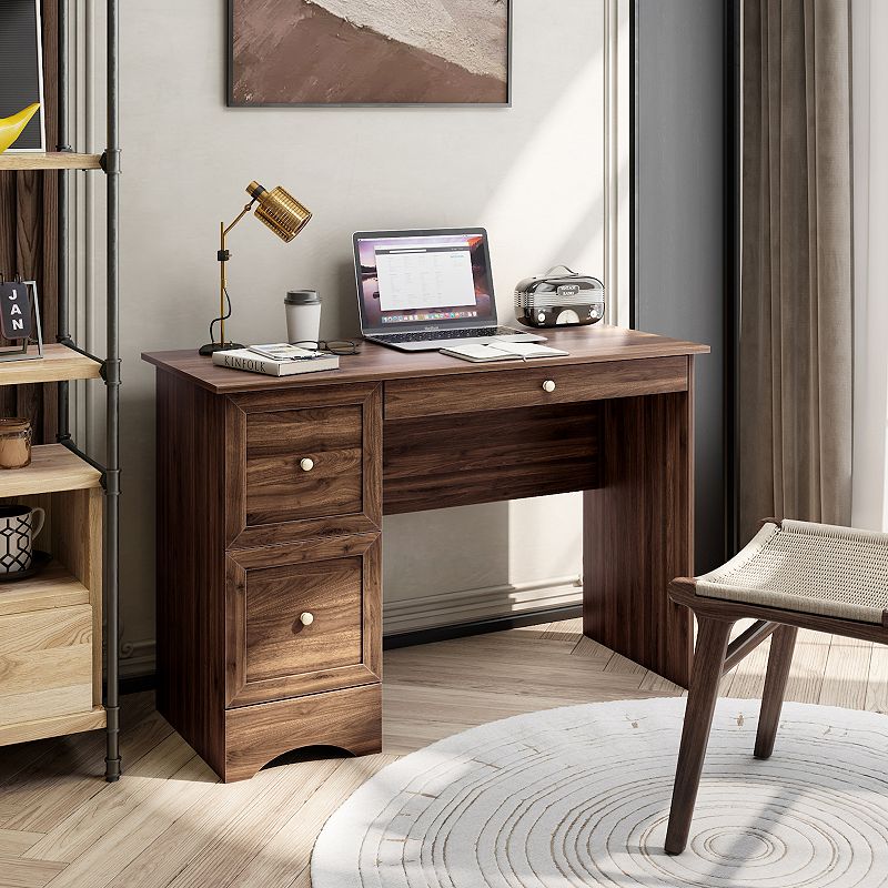 Wooden Vintage Computer Desk with 3 Drawers for Home and Office