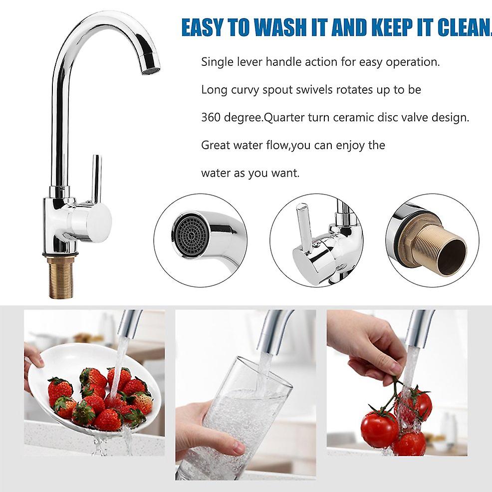 Kitchen Single Handle Lever Swivel Spout Sink Basin Water Tap Mixer Faucet