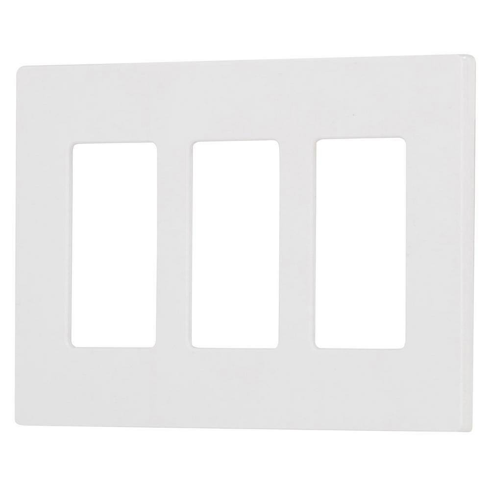 Lutron Claro 3 Gang Wall Plate for DecoratorRocker Switches Gloss White (CW-3-WH-2PK) (2-Pack) CW-3-WH-2PK