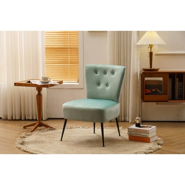 Tufted back farmhouse slipper chair accent chair