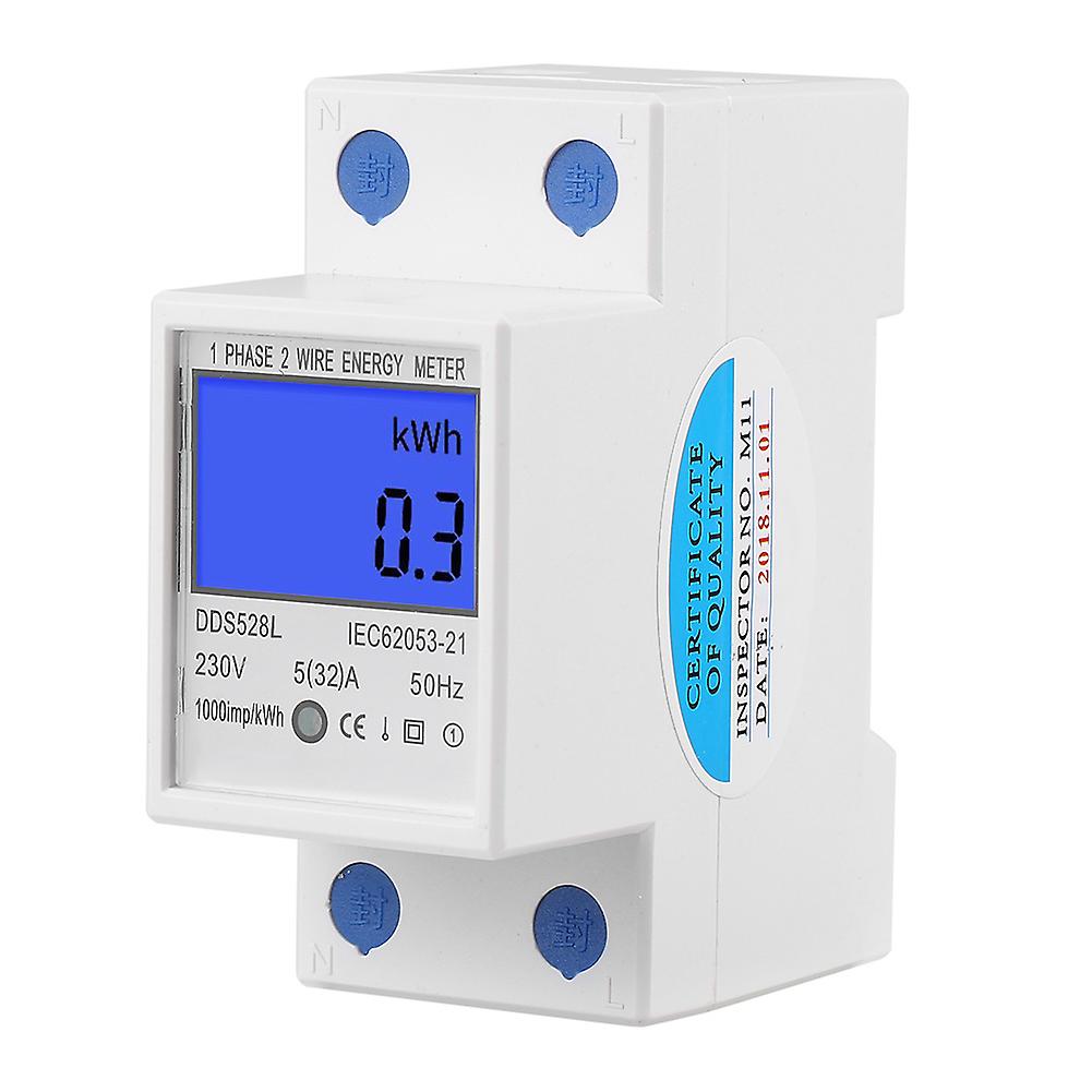 5-32a 230v 50hz Lcd Backlight Single Phase Energy Meter Watt Kwh Meter Din Rail Mounting