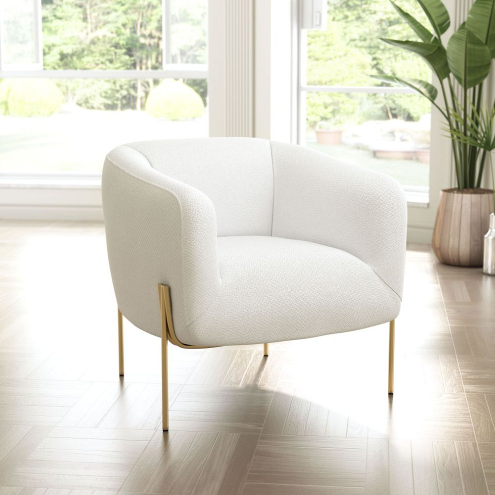 Micaela Arm Chair Ivory/Gold   Midcentury   Armchairs And Accent Chairs   by First of a Kind USA Inc  Houzz