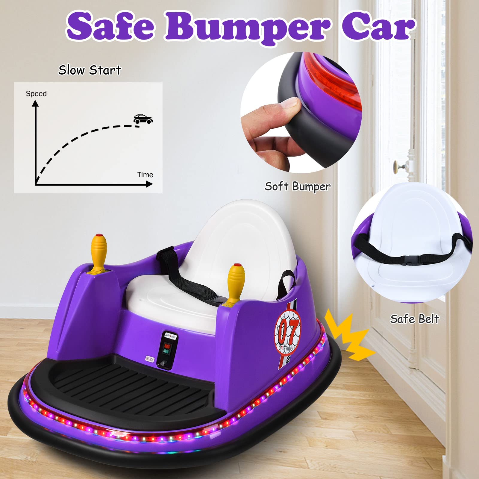 Bumper Car for Kids, 6V Battery Powered Electric Vehicle