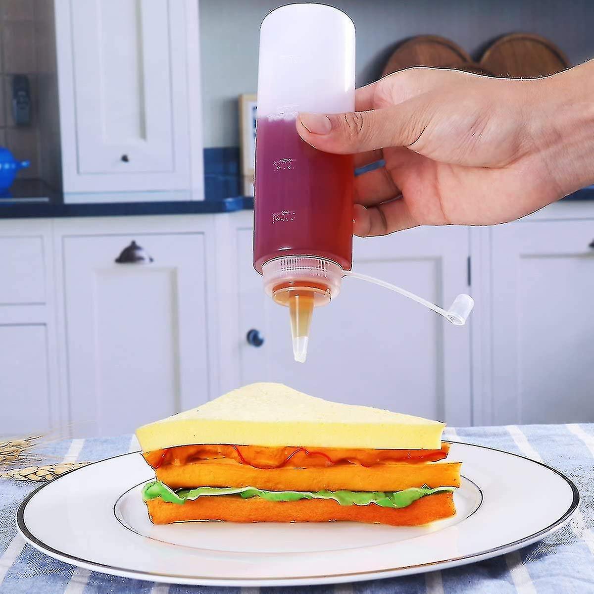 2pcs 8oz Food Grade Plastic Squeeze Condiment Bottles With Cap For Sauce Bottle Seasoning Dispensers