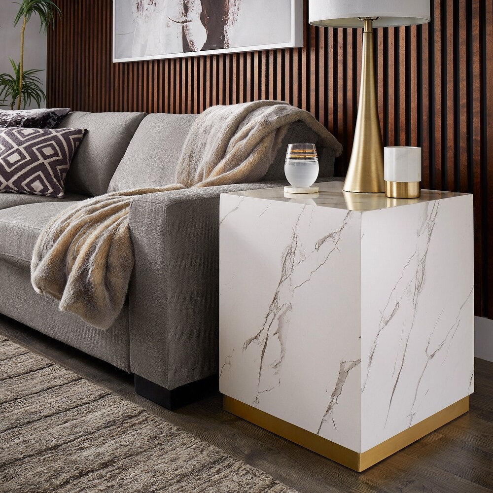 Darcy Faux Marble Square End Table by iNSPIRE Q Bold