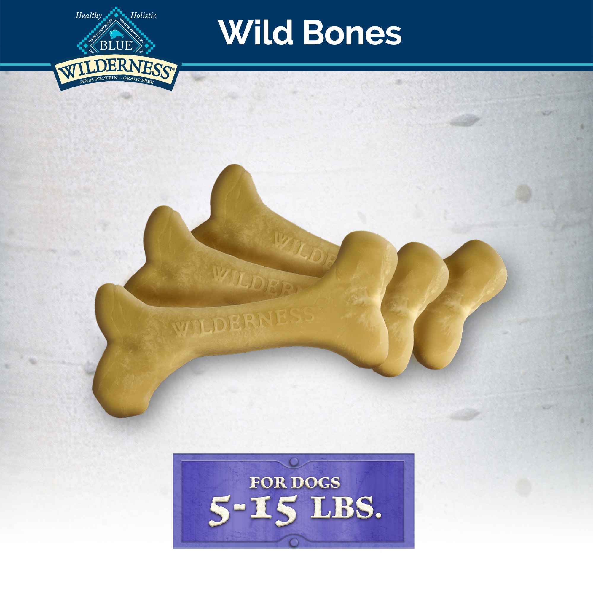 Blue Buffalo Blue Wilderness Wild Bones Mini Dog Chews， 10 oz.