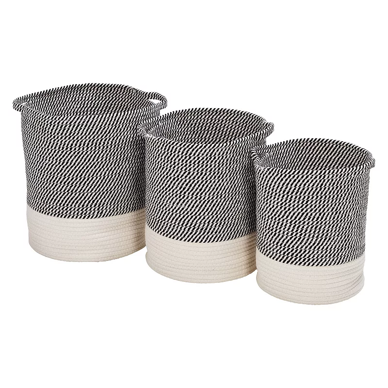 Honey-Can-Do Two-Tone Cotton Rope 3-Piece Storage Basket Set