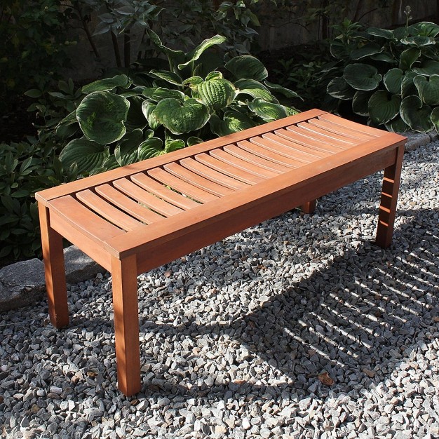 Achla Designs Indoor outdoor Natural Oil Finish Eucalyptus Backless Garden Bench