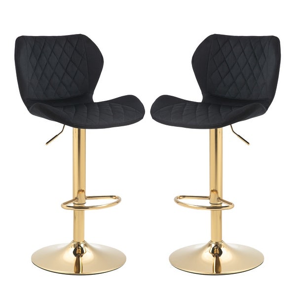 Velvet Adjustable Swivel Bar Stools Set of 2 Modern Counter Height Barstools