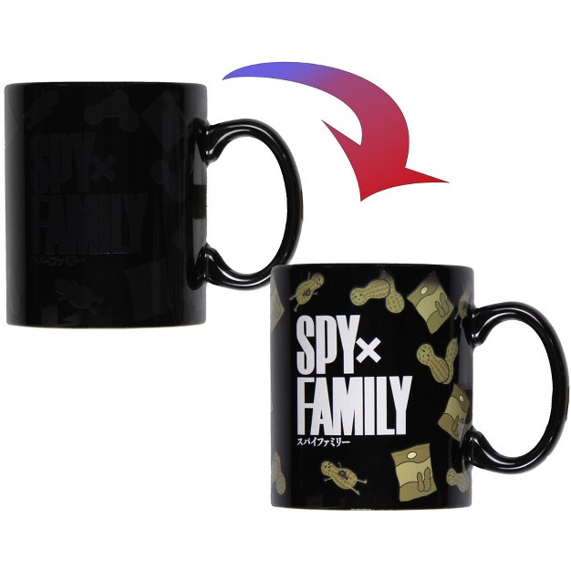 Spy X Family Anime Merch Anya Forger Heat Changing 16 Oz Ceramic Coffee Mug Cup Black