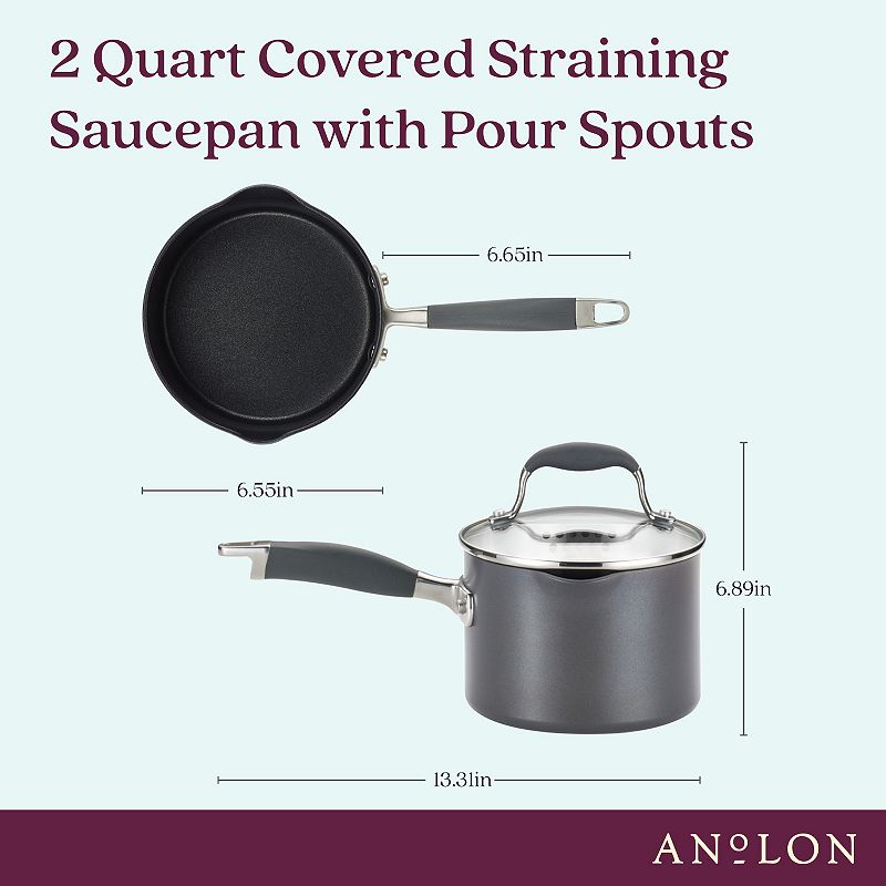 Anolon Advanced Home Hard-Anodized Nonstick 2-qt. Straining Saucepan