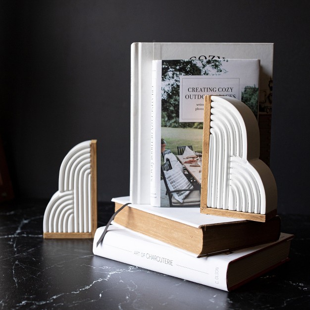 Set Of 2 Cloud Bookends White Wood amp Mdf By Foreside Home amp Garden