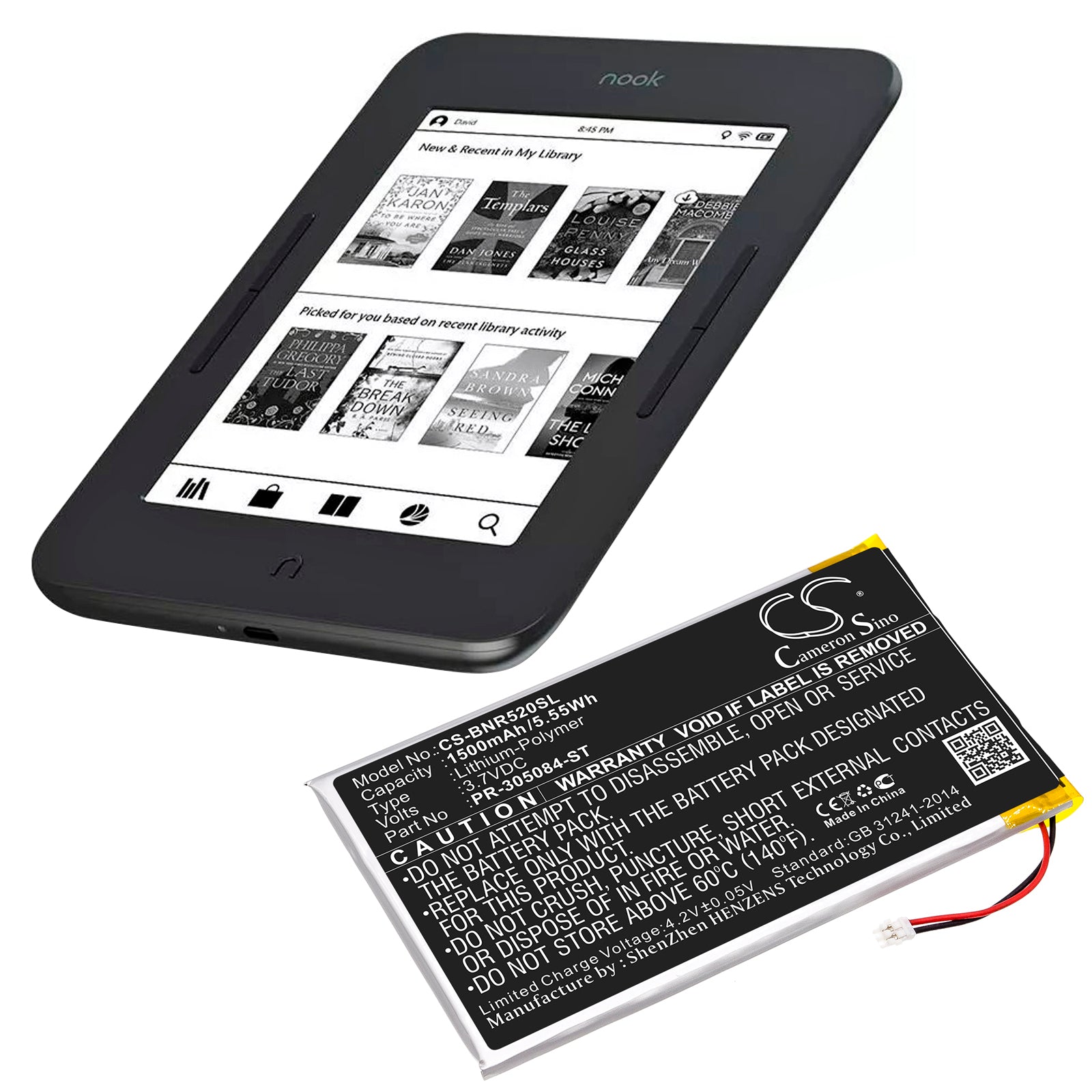 Barnes amp Noble BNRV520 GlowLight 3 GlowLight 6 inc Replacement Battery BatteryClerkcom eReader