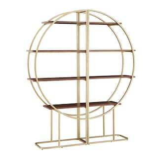 HomeSullivan 76 in. Natural Gold Metal 8-Shelf Full Moon Accent Bookcase 40887GD-12[TCB]