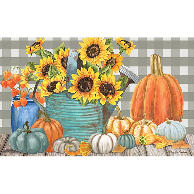 Briarwood Lane Sunflower Watering Can Fall Doormat Pumpkins Flora