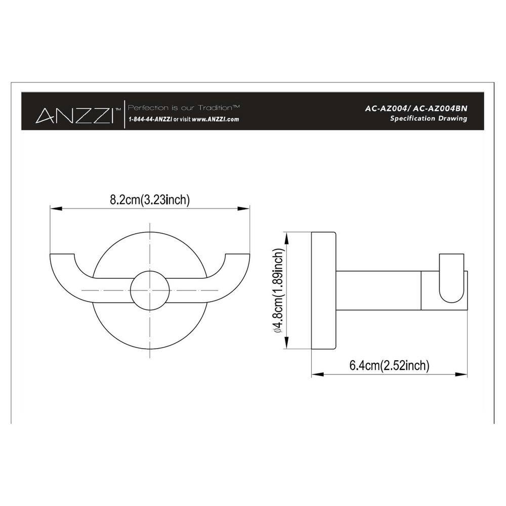 ANZZI Caster Series Double Robe Hook in Polished Chrome AC-AZ004