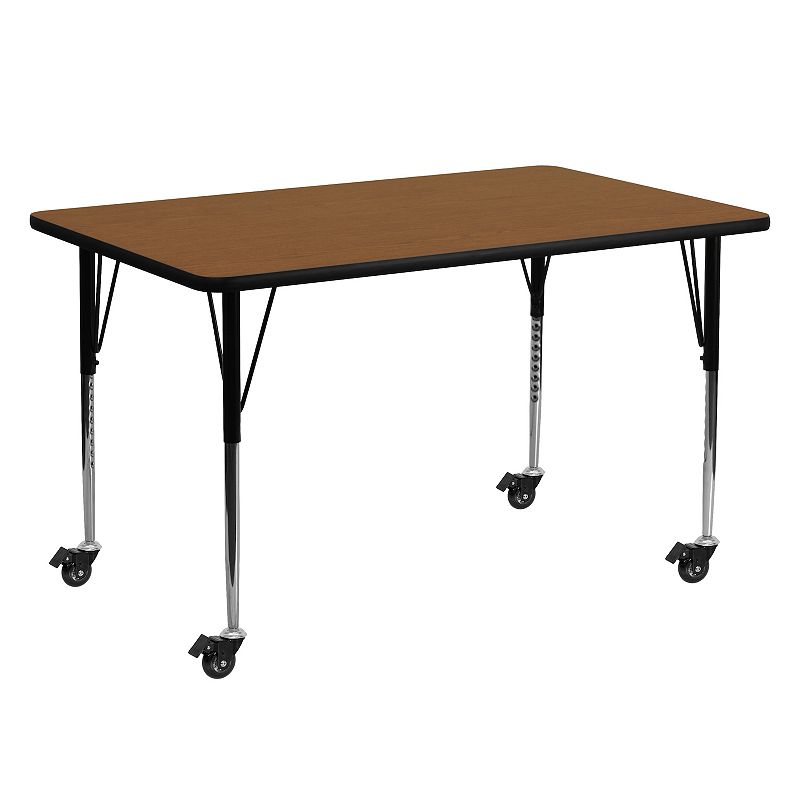 Emma and Oliver Mobile 24x60 Oak HP Laminate Adjustable Activity Table