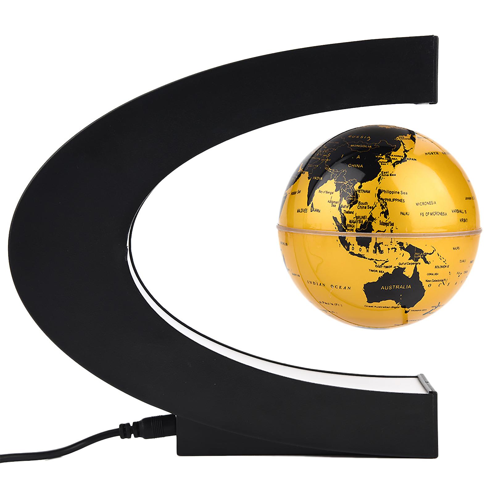 Floating Globe Magnetic Levitation Rotating Globe With Colorful Led Light (eu Plug Golden)