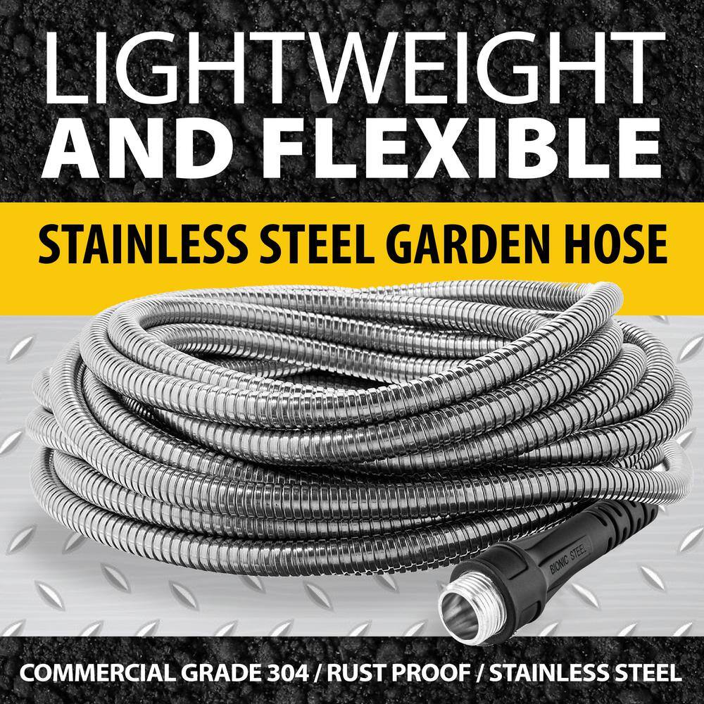 Bionic Steel 58 in. Dia. x 100 ft. Heavy-Duty Stainless Steel Garden Hose 1584