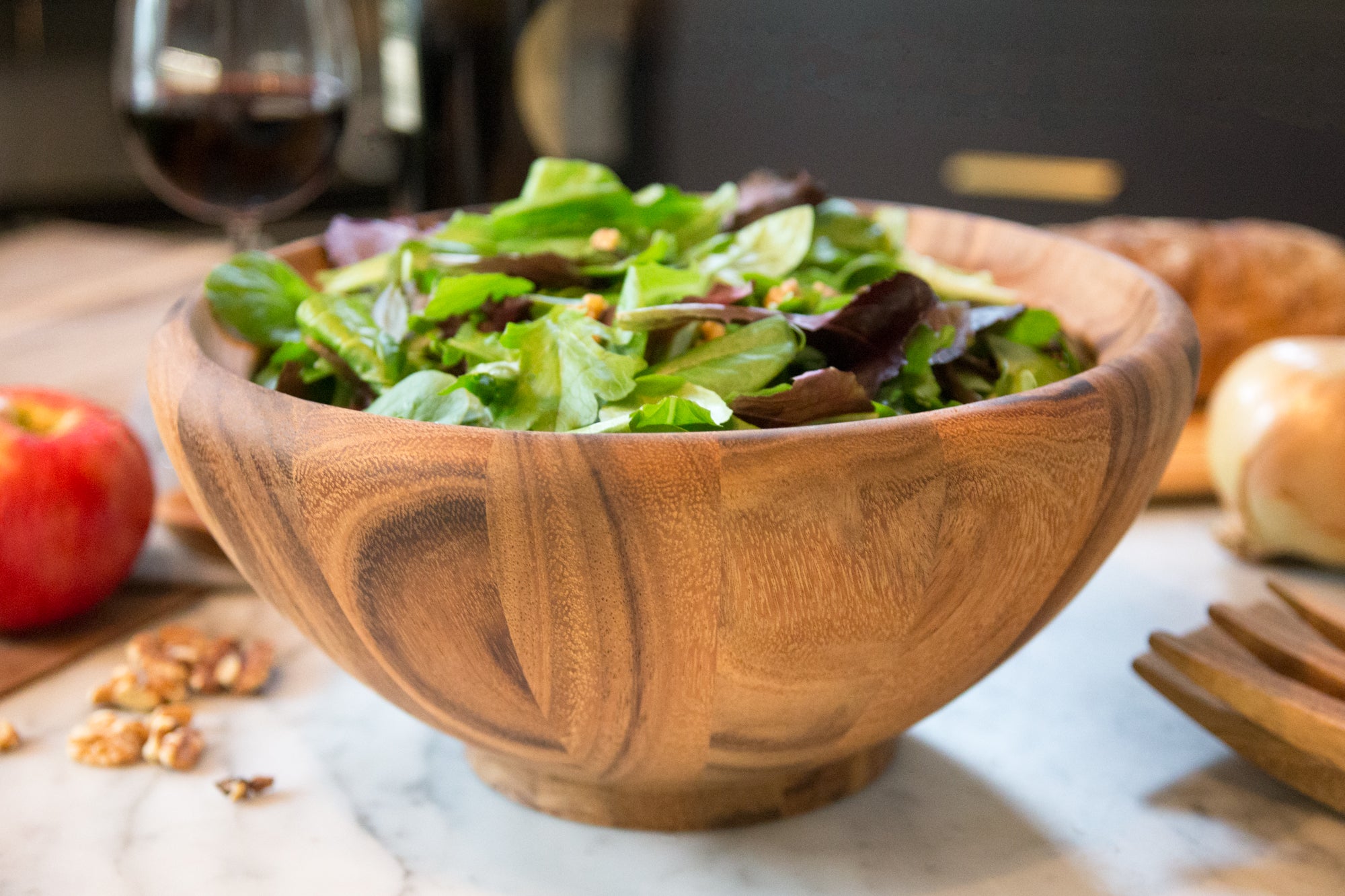 Ironwood Gourmet Large Salinas Standard Salad Bowl， Acacia Wood