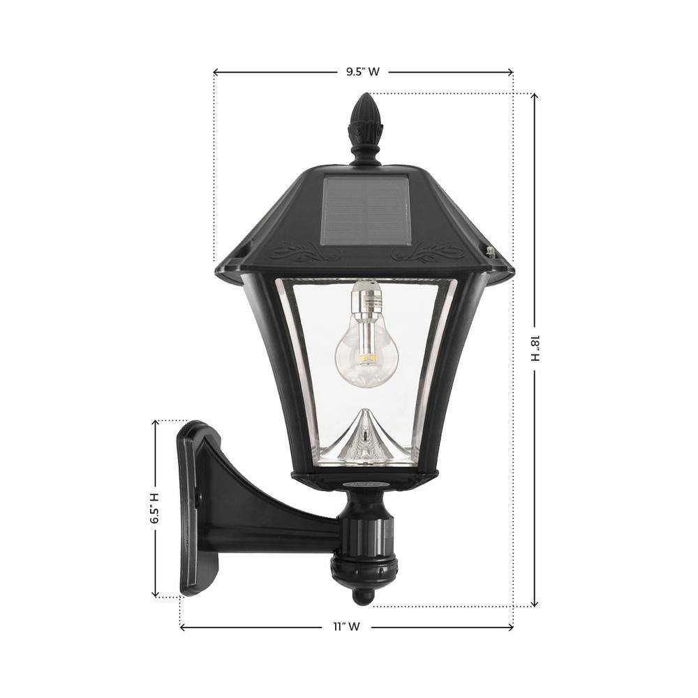 GAMA SONIC Baytown II Bulb 1-Light Black LED Outdoor Solar Post Light with Wall Sconce and Pier Base Mount Options GS-105B-FPW