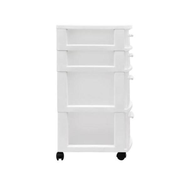 MQ 4-Drawer Resin Rolling Storage Cart in White and Clear 451-WHT