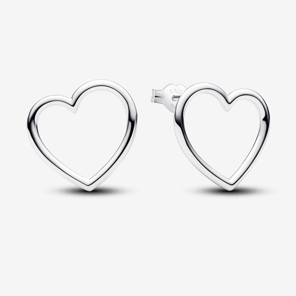 PANDORA  Front-facing Heart Stud Earrings - Sterling Silver