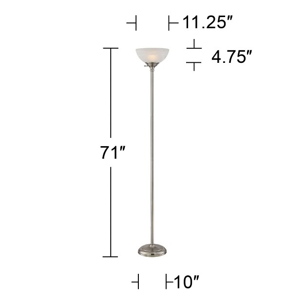 Tall Satin Nickel Silver Metal Alabaster Glass Shade For Living Room Bedroom Office House Home