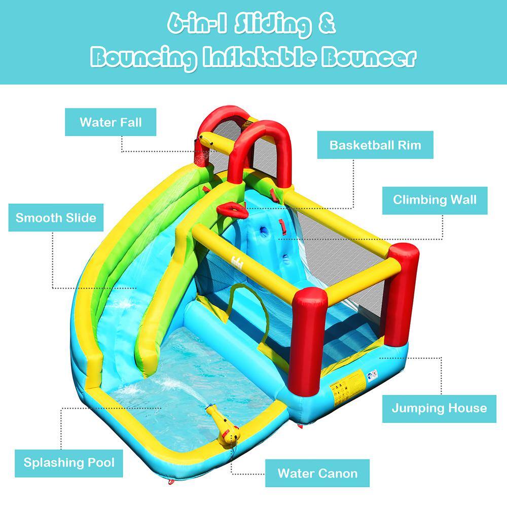 Costway Inflatable Kids Water Slide Jumper Bounce House Splash Water Pool with 550W Blower OP70410+ES10150US