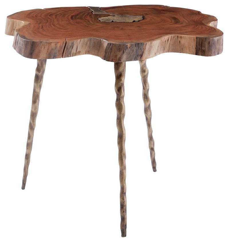 Molten Side Table  Large  Poured Brass In Wood   Midcentury   Side Tables And End Tables   by HedgeApple  Houzz