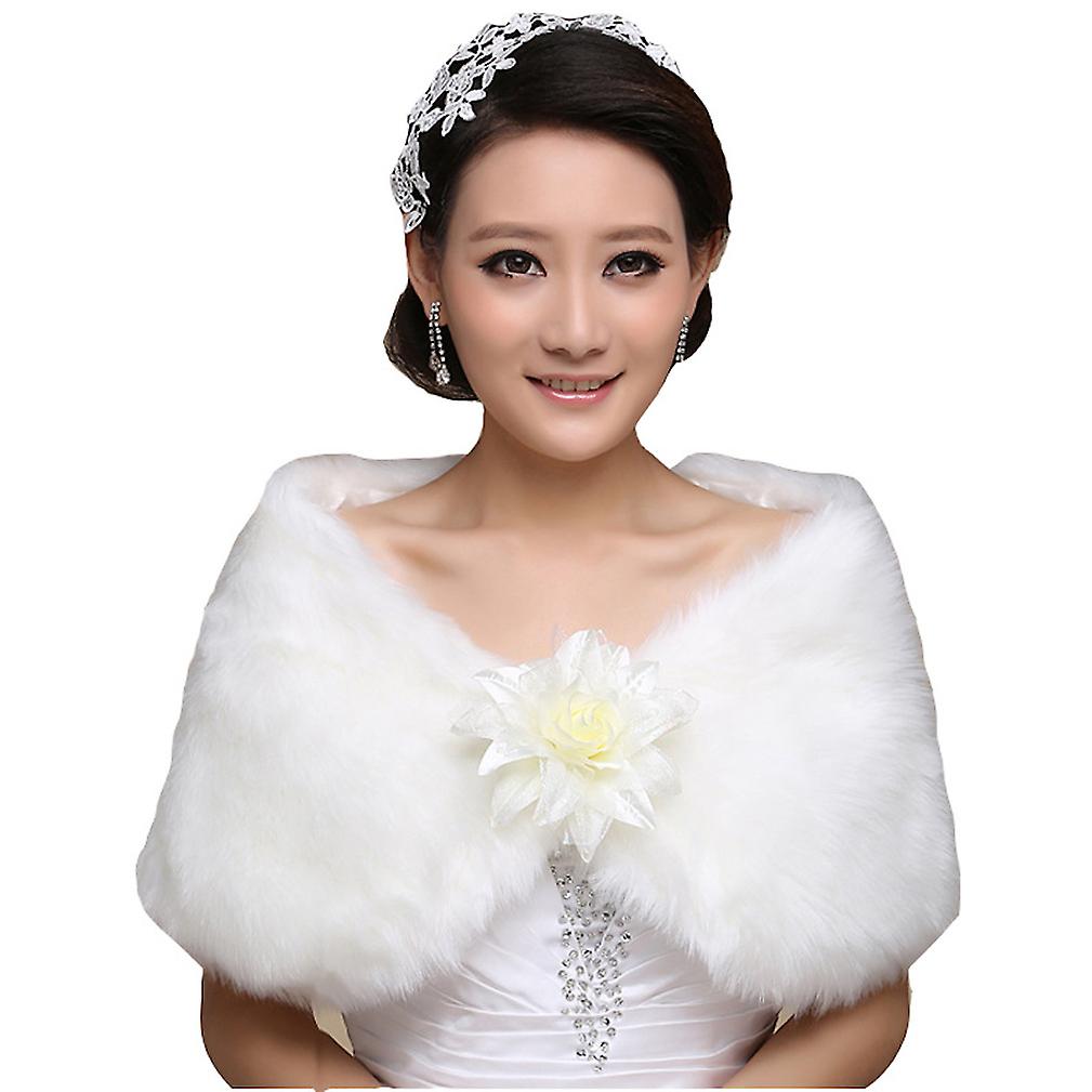 White Faux Fur Shawl Wrap Bridal Fur Scarf Gorgeous Bridesmaid Wedding Wrap Fluffy Dress Cape