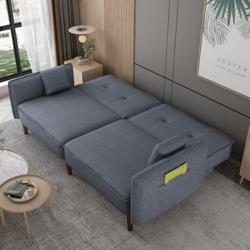 Futon Sofa Bed for Living Room with Solid Wood Leg...