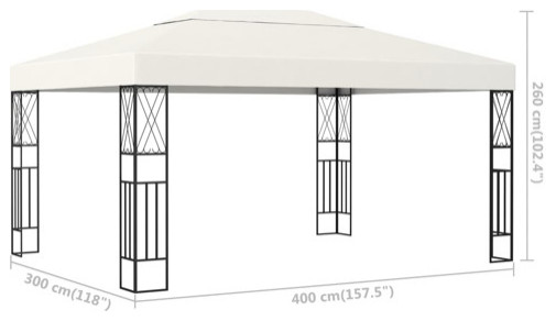 vidaXL Gazebo Canopy Tent Patio Pavilion Lawn Wedding Party Tent Cream Fabric   Transitional   Gazebos   by vidaXL LLC  Houzz