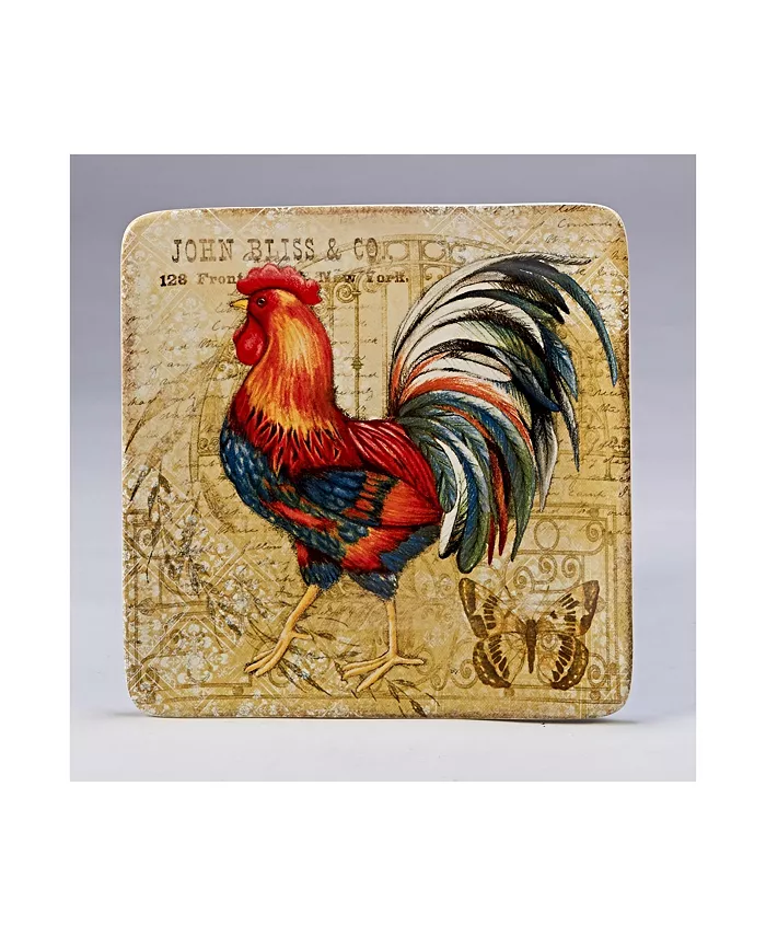 Certified International Gilded Rooster 4-Pc. Salad Plate