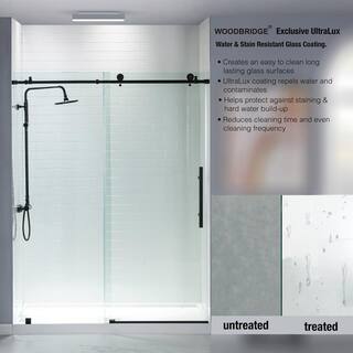 WOODBRIDGE Austin 44 in. to 48 in. x 76 in. Frameless Sliding Shower Door with Shatter Retention Glass in Matte Black Finish MSDC4876-MBL