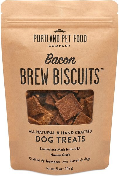 Portland Pet Food Company Bacon Brew Biscuits Dog Treats， 5-oz bag