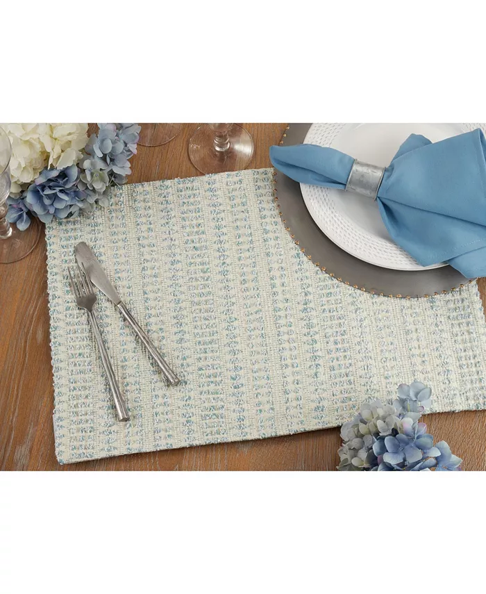 Saro Lifestyle Table Placemats with Woven Line Design Set of 4 20 x 14