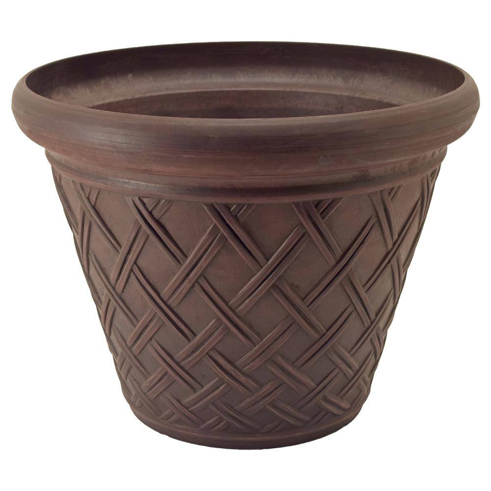 Arcadia Garden Products Basket Weave 18 in. x 14 in. Chocolate PSW Pot MB46C