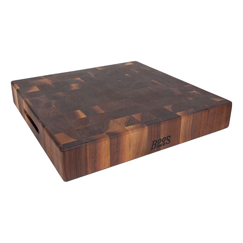 John Boos Walnut Wood Edge Grain Reversible Chopping Block， 18 x 18 x 3 Inches