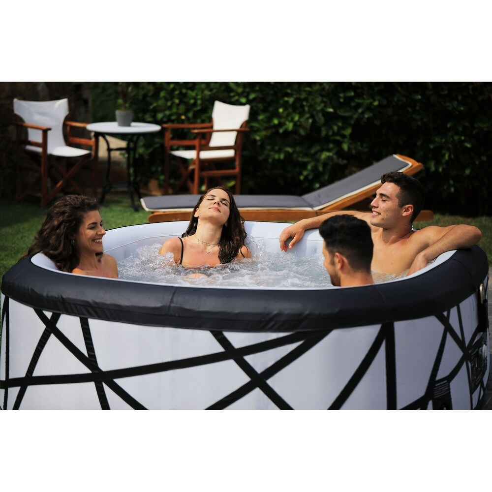 MSpa  SOHO  PREMIUM  6 Person Inflatable Hot Tub   Spa  132 Bubble Massage Jets  ONE PIECE   SQUARE