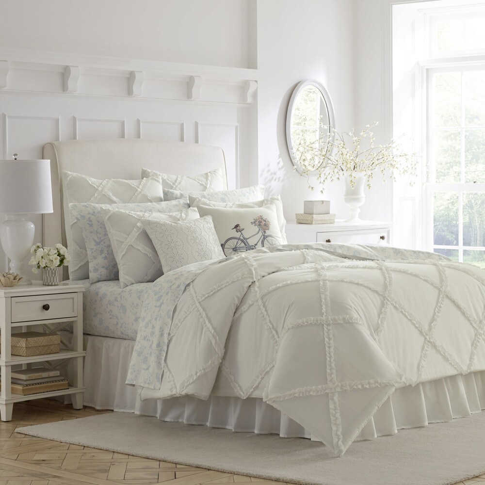 Laura Ashley Adelina White Cotton Comforter Set