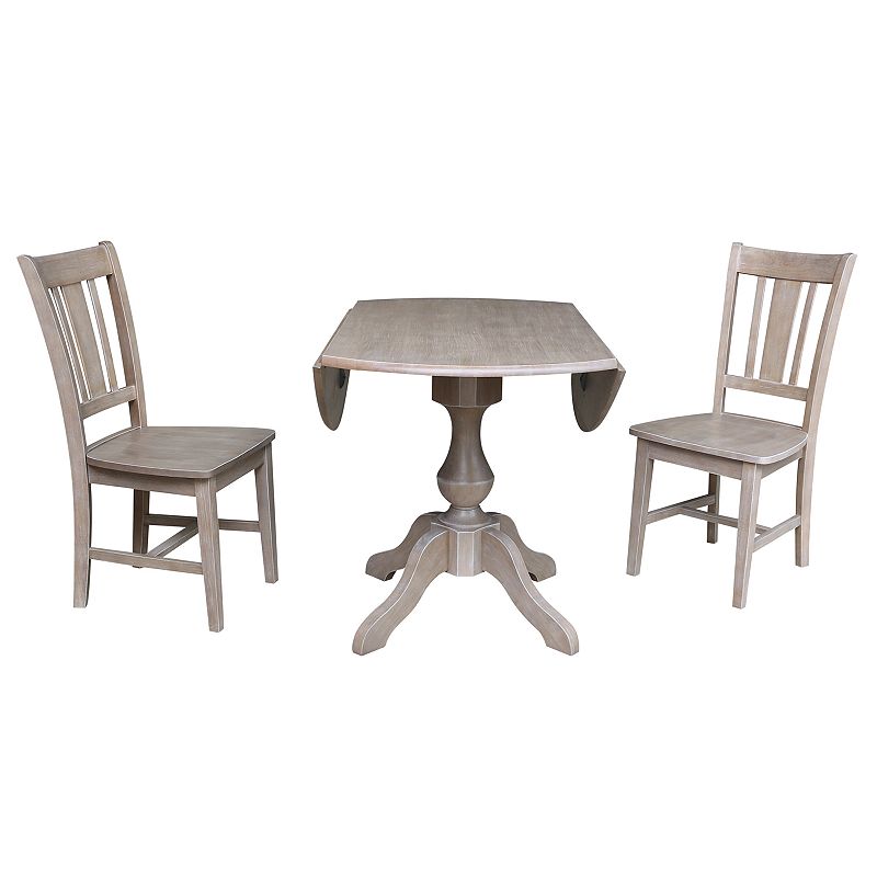 International Concepts Camille Pedestal Table and Chairs 3-pc. Dining Set