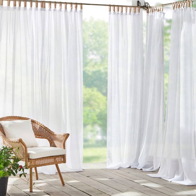 Darien Indoor outdoor Sheer Tab Top Single Window Curtain For Patio Pergola Porch Cabana Deck Lanai Elrene Home Fashions