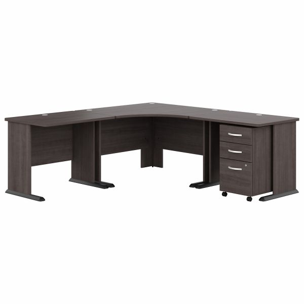 Bush Business Furniture Studio A 83W Large Corner Desk with 3 Drawer Mobile File Cabinet in Storm Gray