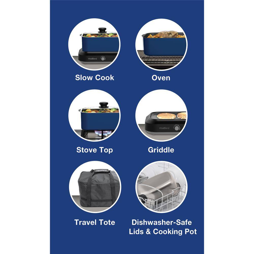 West Bend 5 qt. Blue Non-Stick Versatility Slow Cooker 87905B