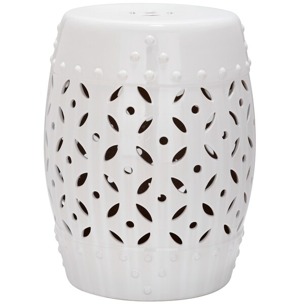 SAFAVIEH Paradise Harmony White Ceramic Decorative Garden Stool