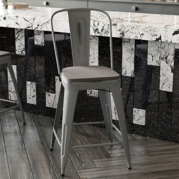 All-Weather Counter Height Stool with Poly Resin Seat