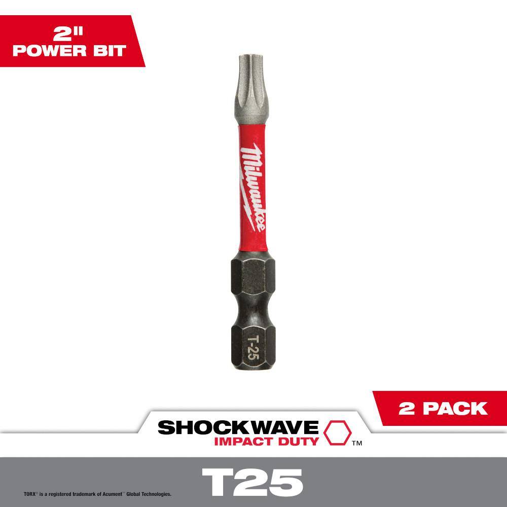 MW SHOCKWAVE Impact Duty 2 in. T25 Torx Alloy Steel Screw Driver Bit (2-Pack) 48-32-4985